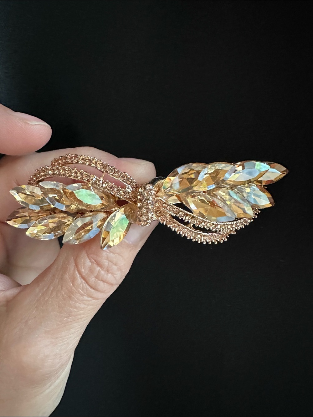 Gold Crystal Leaf barrette Elegant Women's Jewelry for hair